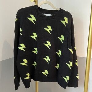 Adika Black & Neon Green Lightning Bolt Sweater